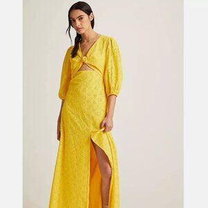 Anthropologie Hutch Eyelet lace long sleeve Maxi Dress $198 SIZE 2 Yellow